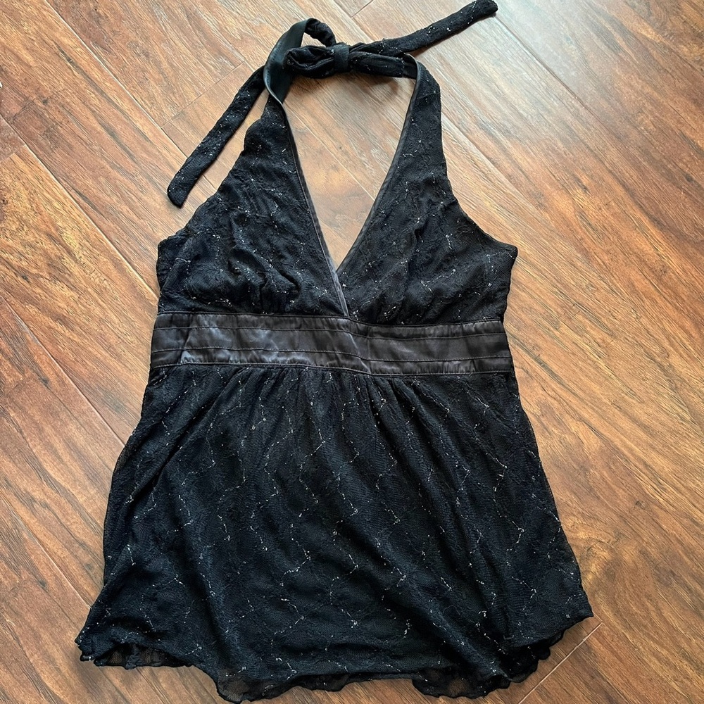 Y2K lacey halter top black by Studio Y witchy gothcore retro